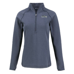 Seattle Seahawks Cutter & Buck Women's Peshastin Eco Fleece Recycled Tri-Blend Raglan Half-Zip Jacket Heather Navy - NFL