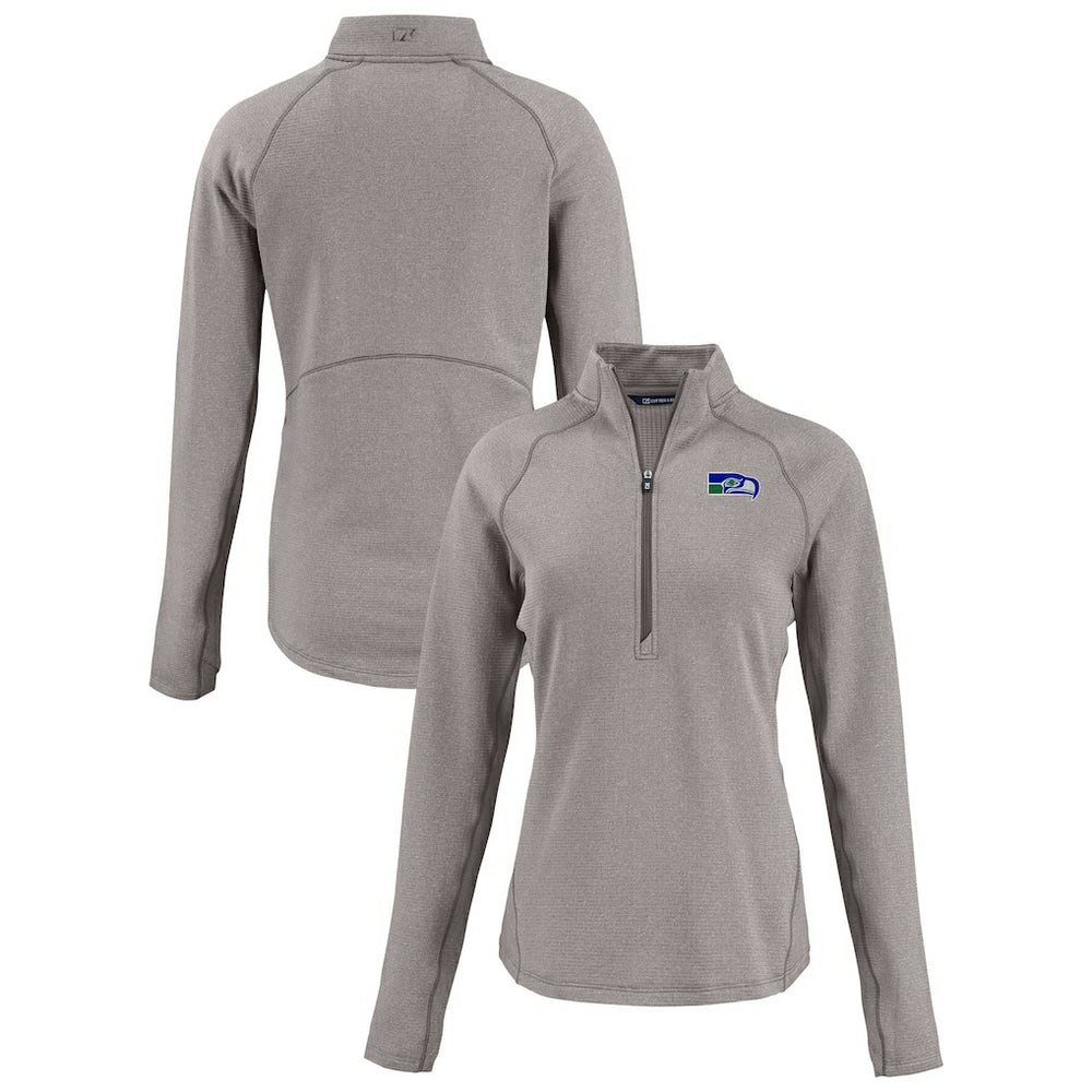 Seattle Seahawks Cutter & Buck Women's Peshastin Eco Fleece Recycled Tri-Blend Raglan Half-Zip Jacket Heather Gray - NFL