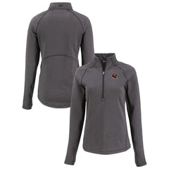 Washington Commanders Cutter & Buck Women's Peshastin Eco Fleece Recycled Tri-Blend Raglan Half-Zip Jacket Heather Black - NFL