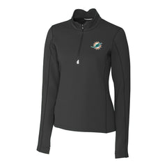 Miami Dolphins Cutter & Buck Women's Traverse Stretch Quarter-Zip Pullover Top Black - NFL