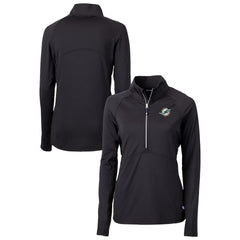 Miami Dolphins Cutter & Buck Women's DryTec Adapt Eco Knit Stretch Recycled Raglan Half-Zip Top Black - NFL