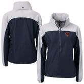 Chicago Bears Cutter & Buck Women's Charter Eco Recycled Half-Zip Hooded Anorak Jacket Navy - NFL