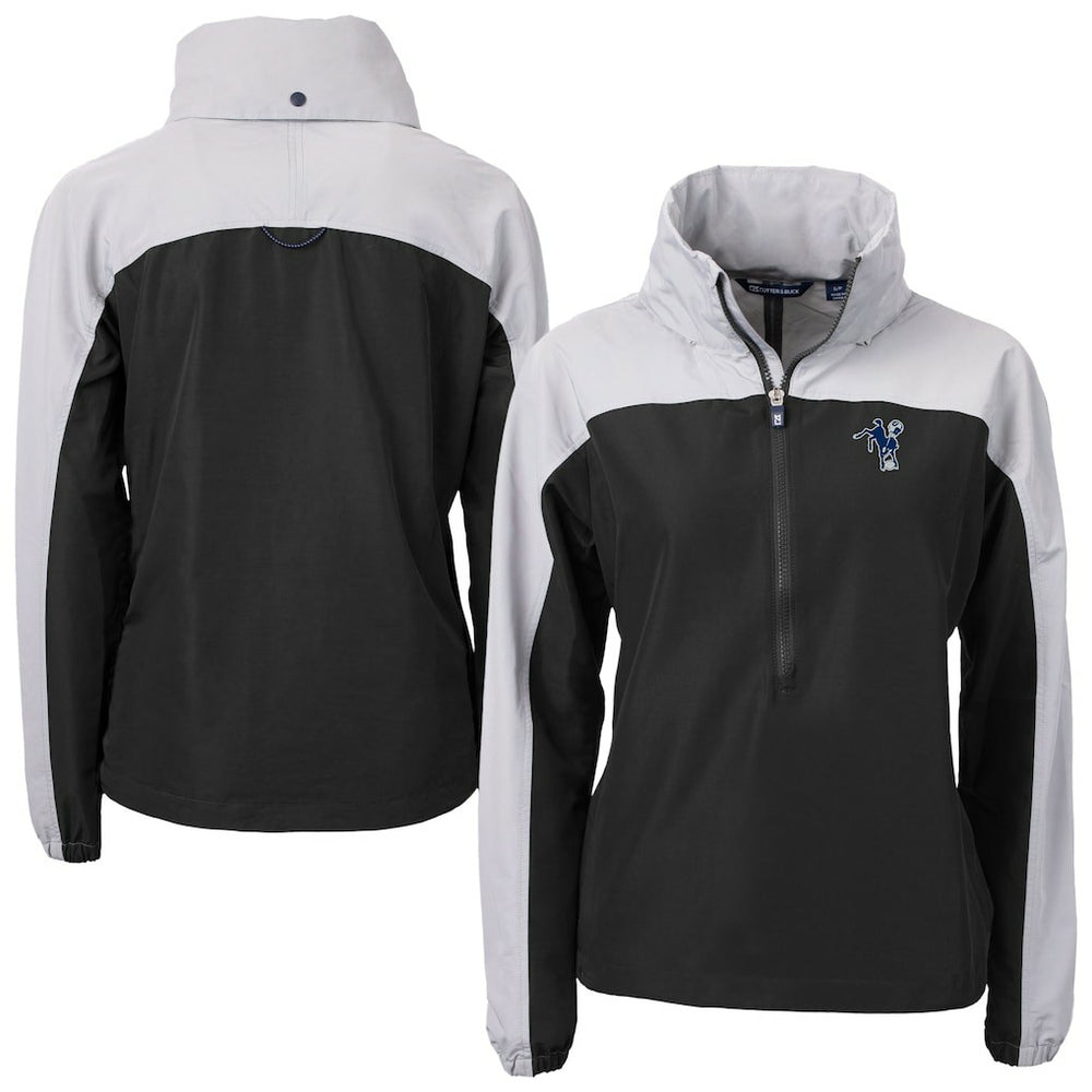 Indianapolis Colts Cutter & Buck Women's Charter Eco Recycled Half-Zip Hooded Anorak Jacket Black - NFL
