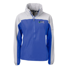 Seattle Seahawks Cutter & Buck Women's Charter Eco Recycled Half-Zip Hooded Anorak Jacket Blue - NFL