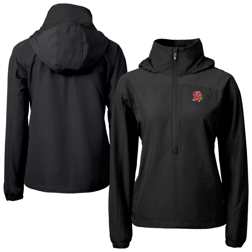 Tampa Bay Buccaneers Cutter & Buck Women's Charter Eco Recycled Half-Zip Hooded Anorak Jacket Black - NFL