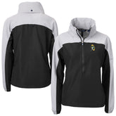 Green Bay Packers Cutter & Buck Women's Charter Eco Recycled Half-Zip Hooded Anorak Jacket Black - NFL