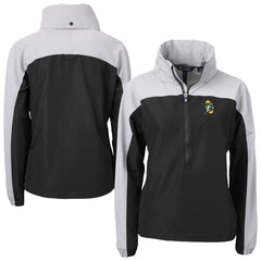 Green Bay Packers Cutter & Buck Women's Charter Eco Recycled Half-Zip Hooded Anorak Jacket Black - NFL