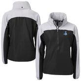 Detroit Lions Cutter & Buck Women's Charter Eco Recycled Half-Zip Hooded Anorak Jacket Black - NFL