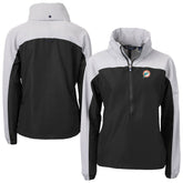 Miami Dolphins Cutter & Buck Women's Charter Eco Recycled Half-Zip Hooded Anorak Jacket Black - NFL