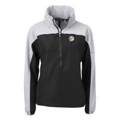Miami Dolphins Cutter & Buck Women's Charter Eco Recycled Half-Zip Hooded Anorak Jacket Black - NFL