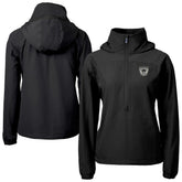 Las Vegas Raiders Cutter & Buck Women's Charter Eco Recycled Half-Zip Hooded Anorak Jacket Black - NFL