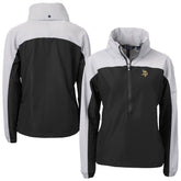Minnesota Vikings Cutter & Buck Women's Charter Eco Recycled Half-Zip Hooded Anorak Jacket Black - NFL