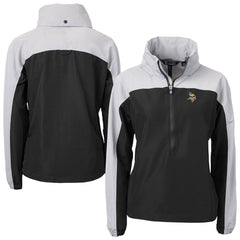 Minnesota Vikings Cutter & Buck Women's Charter Eco Recycled Half-Zip Hooded Anorak Jacket Black - NFL