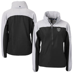 Las Vegas Raiders Cutter & Buck Women's Charter Eco Recycled Half-Zip Hooded Anorak Jacket Black - NFL
