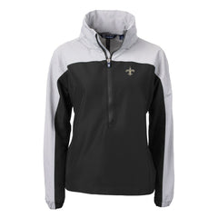 New Orleans Saints Cutter & Buck Women's Charter Eco Recycled Half-Zip Hooded Anorak Jacket Black - NFL