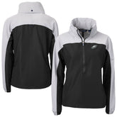 Philadelphia Eagles Cutter & Buck Women's Charter Eco Recycled Half-Zip Hooded Anorak Jacket Black - NFL