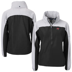 Tampa Bay Buccaneers Cutter & Buck Women's Charter Eco Recycled Half-Zip Hooded Anorak Jacket Black - NFL