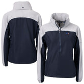 Washington Commanders Cutter & Buck Women's Charter Eco Recycled Half-Zip Hooded Anorak Jacket Navy - NFL