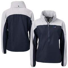 Washington Commanders Cutter & Buck Women's Charter Eco Recycled Half-Zip Hooded Anorak Jacket Navy - NFL