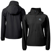 Detroit Lions Cutter & Buck Women's Charter Eco Recycled Half-Zip Hooded Anorak Jacket Black - NFL