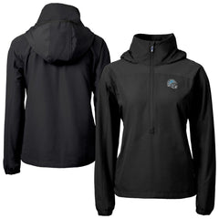 Detroit Lions Cutter & Buck Women's Charter Eco Recycled Half-Zip Hooded Anorak Jacket Black - NFL
