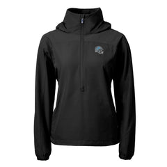 Detroit Lions Cutter & Buck Women's Charter Eco Recycled Half-Zip Hooded Anorak Jacket Black - NFL