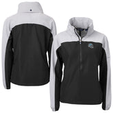 Detroit Lions Cutter & Buck Women's Charter Eco Recycled Half-Zip Hooded Anorak Jacket Black - NFL