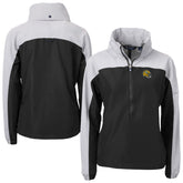 Green Bay Packers Cutter & Buck Women's Charter Eco Recycled Half-Zip Hooded Anorak Jacket Black - NFL
