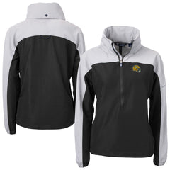Green Bay Packers Cutter & Buck Women's Charter Eco Recycled Half-Zip Hooded Anorak Jacket Black - NFL