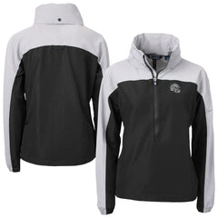 Las Vegas Raiders Cutter & Buck Women's Charter Eco Recycled Half-Zip Hooded Anorak Jacket Black - NFL
