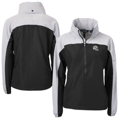Miami Dolphins Cutter & Buck Women's Charter Eco Recycled Half-Zip Hooded Anorak Jacket Black - NFL