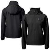 Minnesota Vikings Cutter & Buck Women's Charter Eco Recycled Half-Zip Hooded Anorak Jacket Black - NFL
