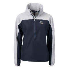 New England Patriots Cutter & Buck Women's Charter Eco Recycled Half-Zip Hooded Anorak Jacket Navy - NFL