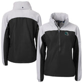 Philadelphia Eagles Cutter & Buck Women's Charter Eco Recycled Half-Zip Hooded Anorak Jacket Black - NFL