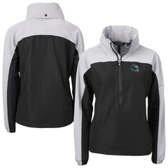 Philadelphia Eagles Cutter & Buck Women's Charter Eco Recycled Half-Zip Hooded Anorak Jacket Black - NFL
