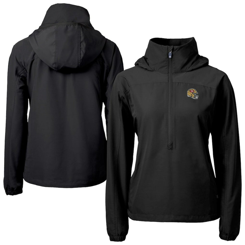 San Francisco 49ers Cutter & Buck Women's Charter Eco Recycled Half-Zip Hooded Anorak Jacket Black - NFL