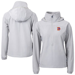 Denver Broncos Cutter & Buck Women's Charter Eco Recycled Half-Zip Hooded Anorak Jacket Gray - NFL