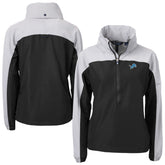 Detroit Lions Cutter & Buck Women's Charter Eco Recycled Half-Zip Hooded Anorak Jacket Black - NFL