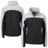 Carolina Panthers Cutter & Buck Women's Charter Eco Recycled Half-Zip Hooded Anorak Jacket Black - NFL