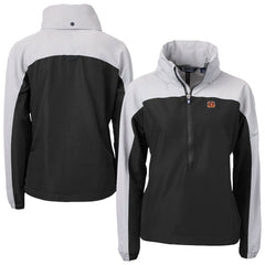 Cincinnati Bengals Cutter & Buck Women's Charter Eco Recycled Half-Zip Hooded Anorak Jacket Black - NFL
