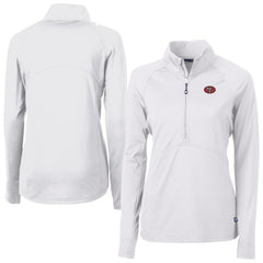 San Francisco 49ers Cutter & Buck Women's Adapt Eco Knit Stretch Recycled Raglan Half-Zip Top White - NFL