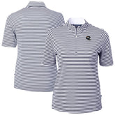 Denver Broncos Cutter & Buck Women's Virtue Eco Pique Stripe Recycled Quarter-Zip Top Navy - NFL