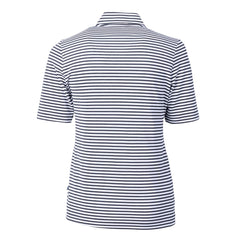 Denver Broncos Cutter & Buck Women's Virtue Eco Pique Stripe Recycled Quarter-Zip Top Navy - NFL