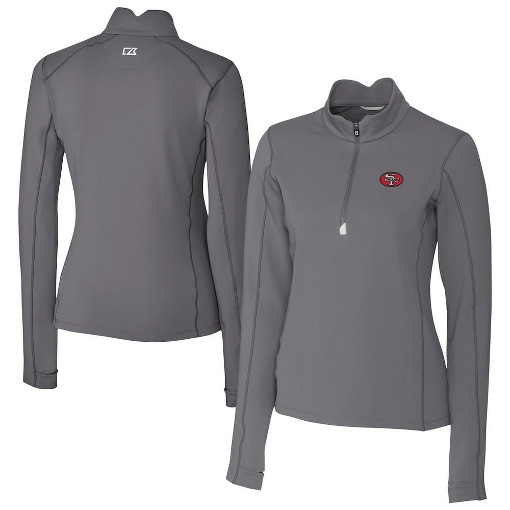 San Francisco 49ers Cutter & Buck Women's Traverse Stretch Quarter-Zip Pullover Top Gray - NFL