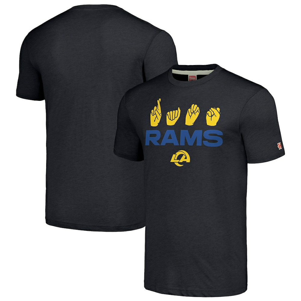 Los Angeles Rams Homage Unisex The NFL ASL Collection by Love Sign American Sign Language T-Shirt Charcoal - NFL