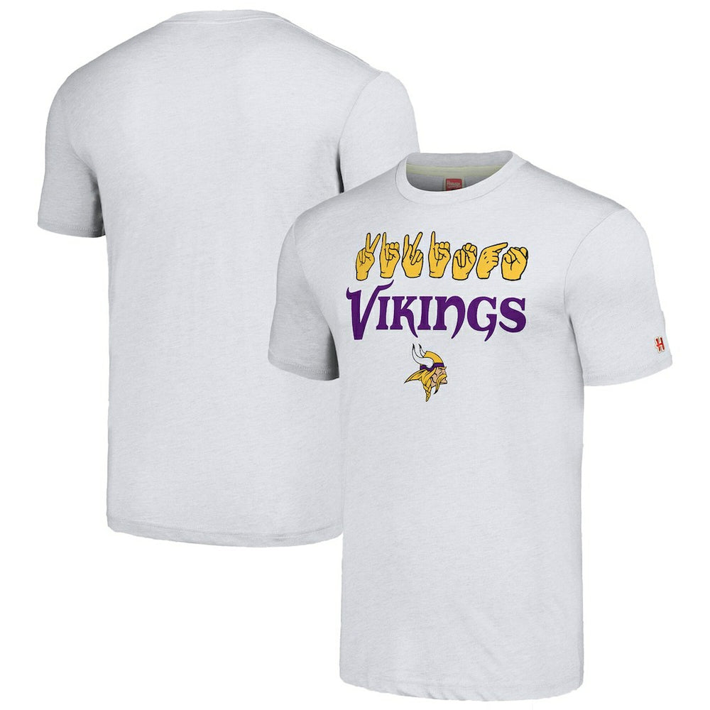Minnesota Vikings Homage Unisex The NFL ASL Collection by Love Sign American Sign Language T-Shirt Ash - NFL