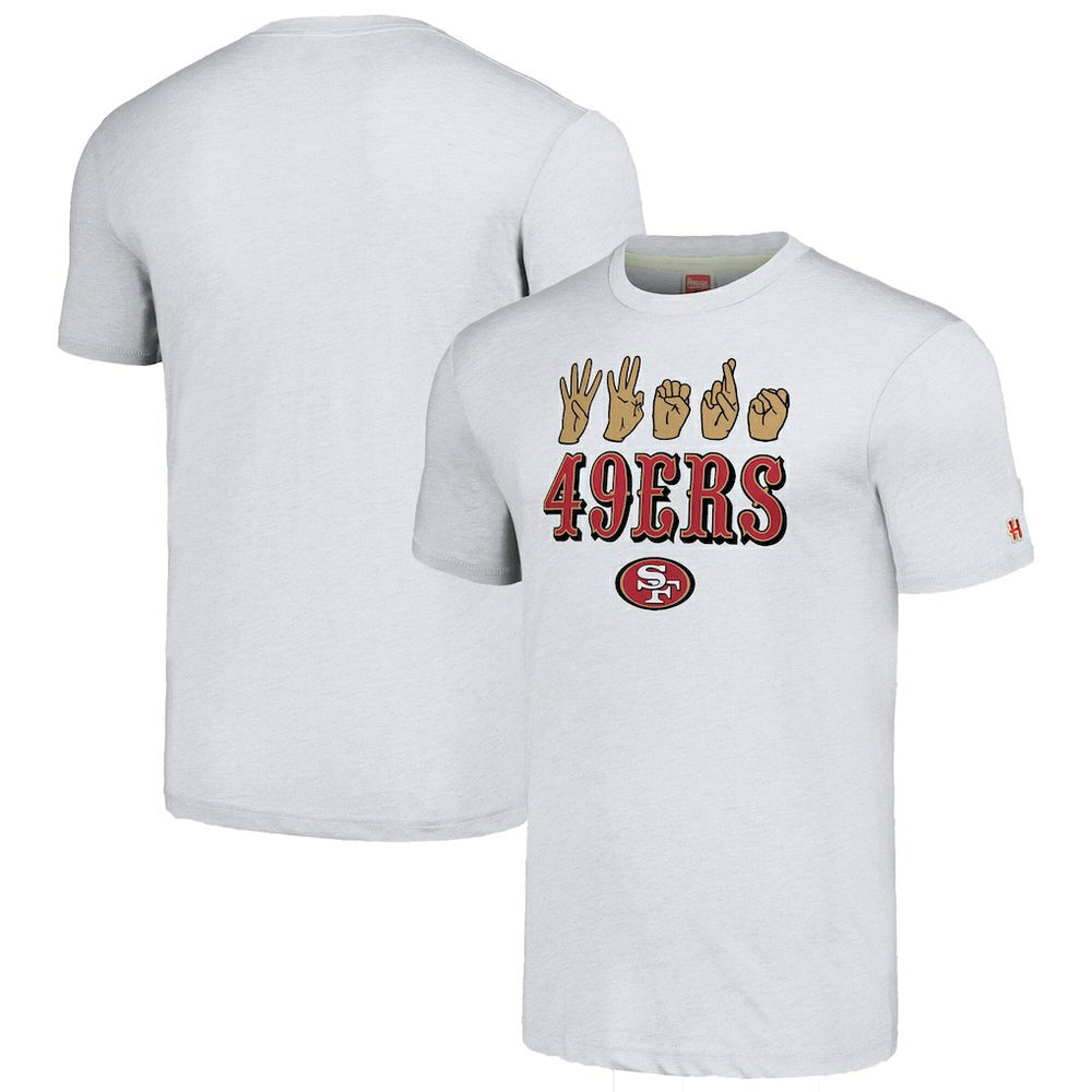 San Francisco 49ers Homage Unisex The NFL ASL Collection by Love Sign American Sign Language T-Shirt Ash - NFL