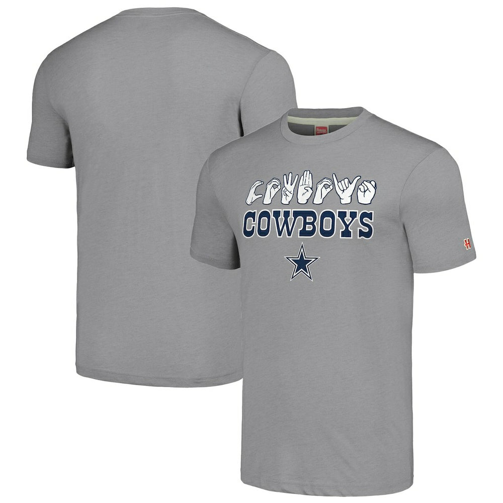 Dallas Cowboys Homage Unisex The NFL ASL Collection by Love Sign American Sign Language T-Shirt Gray - NFL