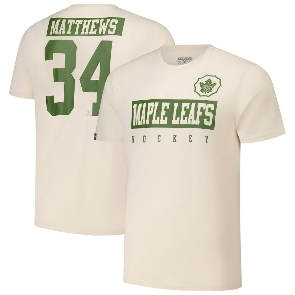 Auston Matthews Toronto Maple Leafs - Levelwear 2024 NHL Military Appreciation Richmond Delta Player Name & Number T-Shirt Khaki