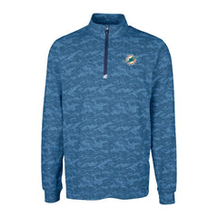 Miami Dolphins Cutter & Buck Traverse Camo Print Stretch Quarter-Zip Top Navy - NFL